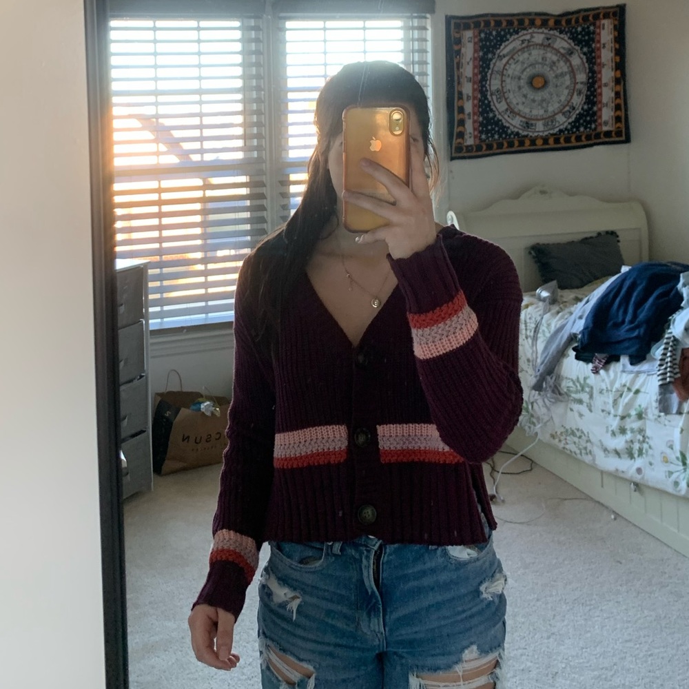 Aeropostale Cropped Button Up Cardigan